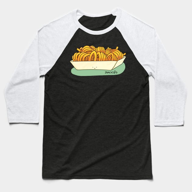 Curly curly curly fries Baseball T-Shirt by Snacks At 3